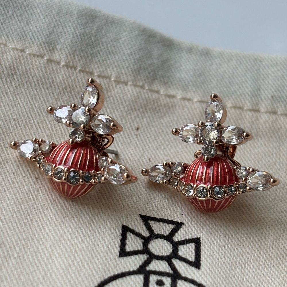 NWOT Vivienne Westwood Rose Gold Mireille Earrings - Picture 5 of 9